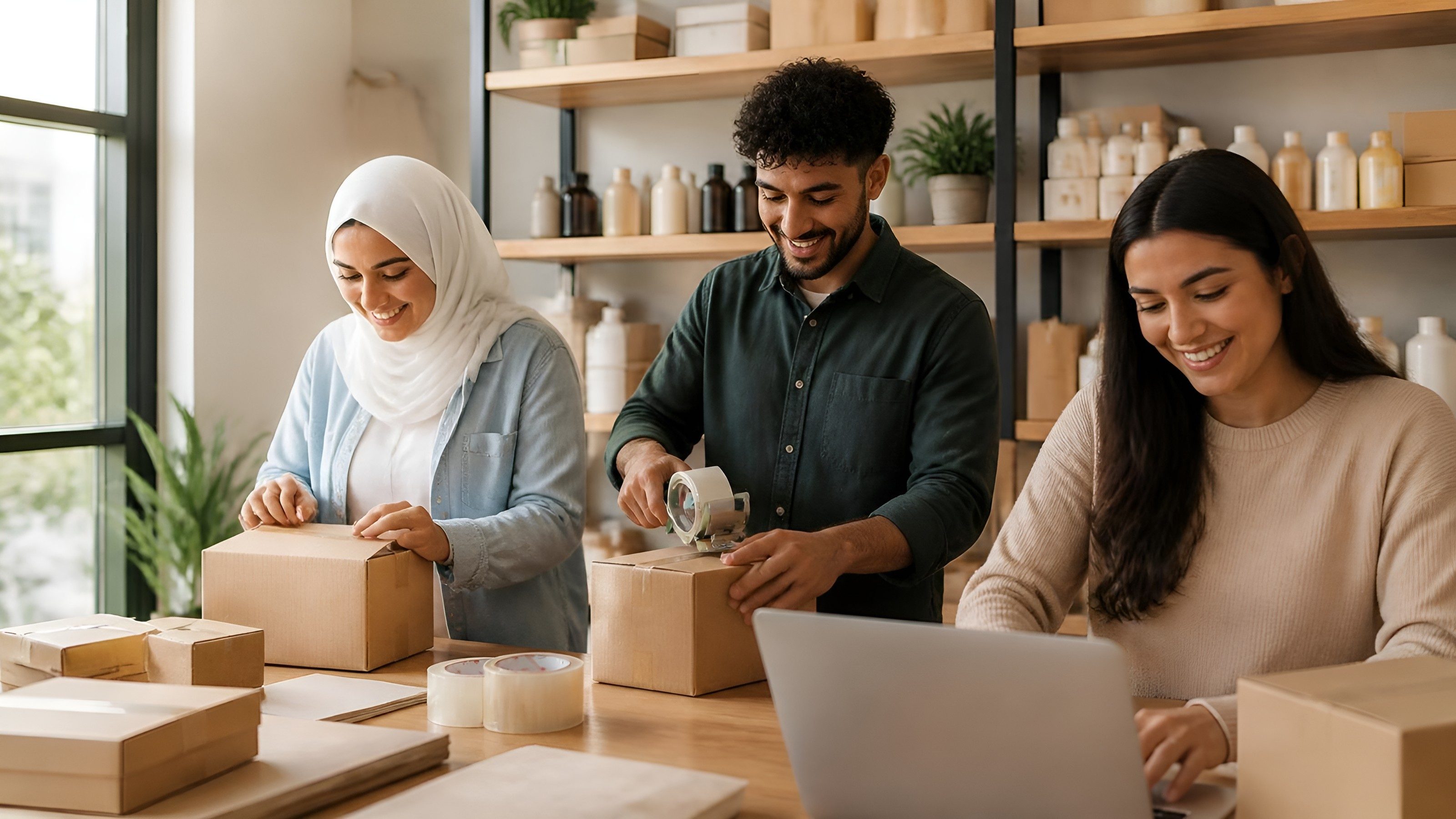 Team packing online orders